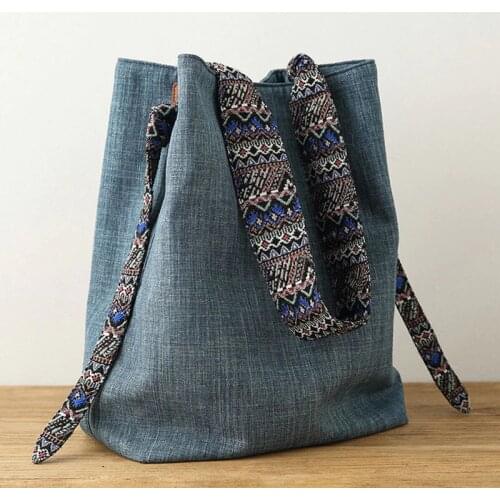 Linen Messenger Bag Casual Fabric Quality Daily Messenger Bag 2020 Lady Big Soft Over Shoulder Bag Leisure Bucket Crossbody Bag