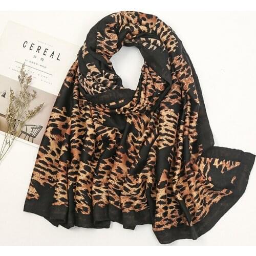 Fashion Spring Women Viscose Scarf Leopard Star Pashmina Hijab Shawls and Wraps Female Foulards Echarpe Muslim Sjaal 180*100Cm