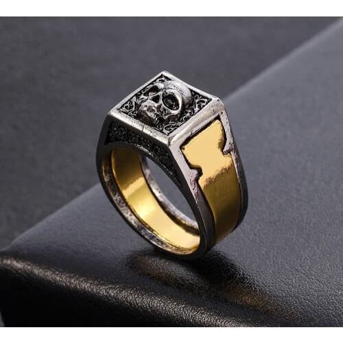 Retro Punk Men Ring Set Secret Compartment Double Layer Coffin Kingdom Lion Hip Hop Ring Men Punk Viking Jewelry Rings