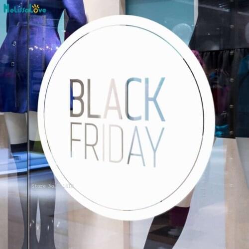 White Black Friday Window Sticker Super Shopping Sale Shop E-commerce Office Decor Self-adhesive Discount Logo Decals YT3574