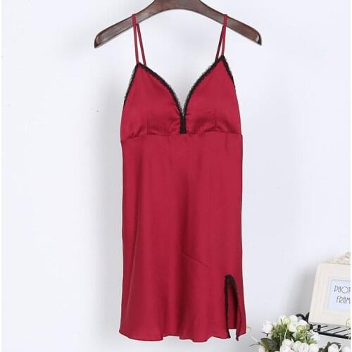 Nightgown Summer Lacy Sexy Temptation Halter Belt Sleepwear Dress Silk Nightdress Slim Lounge Intimate Lingerie Casual Sleepwear