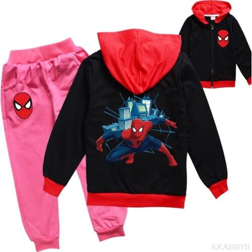 Spiderman New Spring Autumn Clothing Suits Sweatshirts + Pants 2pcs/Set Kids Leisure Tracksuit High Quality