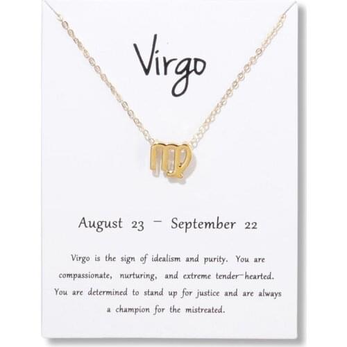 Virgo Aries Message Card 12 Constellations Necklace Woman Jewelry 12 Zodiac Pendant Necklace Birthday Valentines Day Gifts