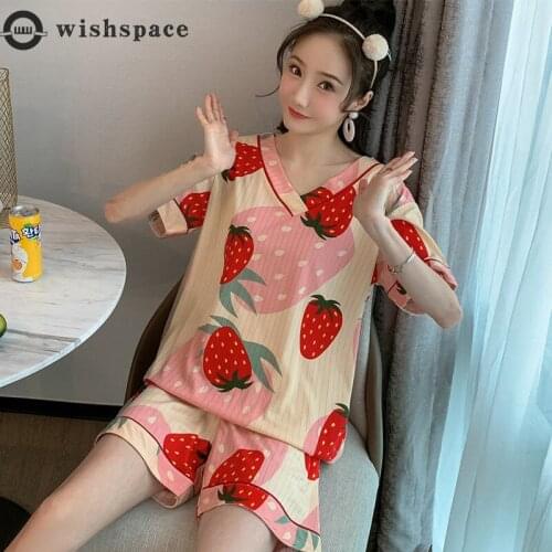 The New Spring and Summer 2021 Comfortable Ladies Pajamas Loose Cartoon Printing Student Han Edition Casual Leisurewear Suit
