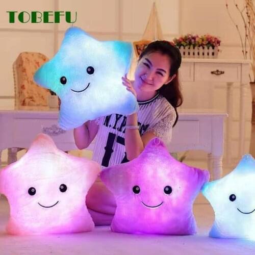 34CM Glowing Colorful Stars Cushion Led Light Toys Creative Luminous Pillow Soft Stuffed Plush Gifts For Kids Children Girls