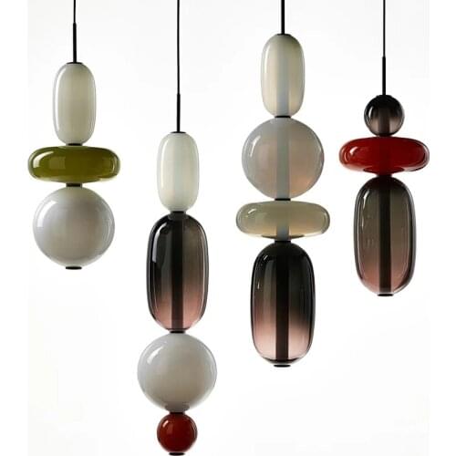Nordic Multicolored Glass Pendant Lights Candy Dining Room Lamp Bedside Bar Cafe lamps hanging Furniture Home Decor Indoor Light