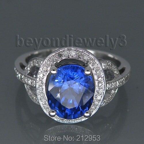 STUNNING SOLID 14KT WHITE GOLD VIOLET BLUE TANZANITE ENGAGEMENT RING R24