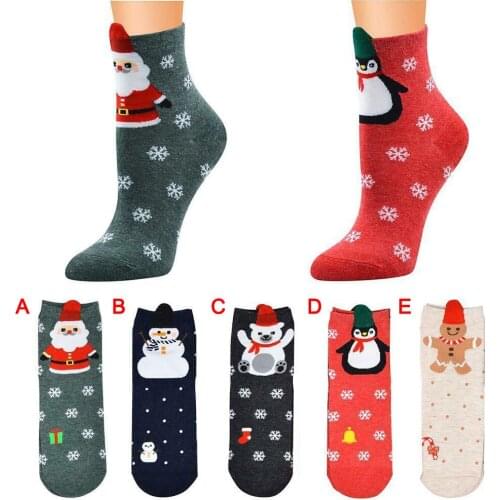 Christmas Socks for Women Autumn Winter Santa Claus Deer Patterns Warm Socks Women Sock JL