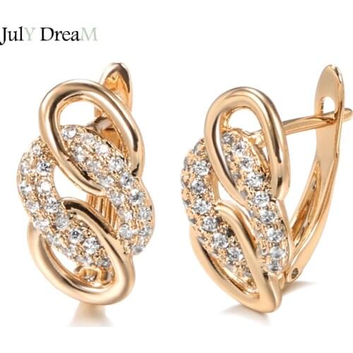 585 Rose Gold Micro Inlay Zircon Earrings Heart & Arrow Stone Interlocking Hollow Drop Earrings Summer Fine Jewelry Earring 2021