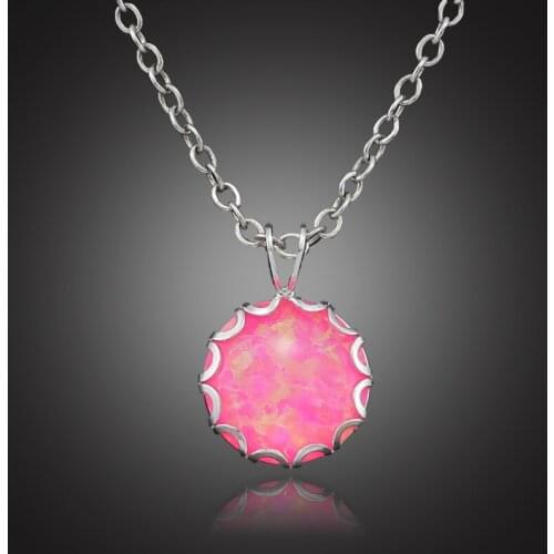 Synthetic Pink Fire Opal Fashion Jewelry Silver Plated Women Pendant OP345