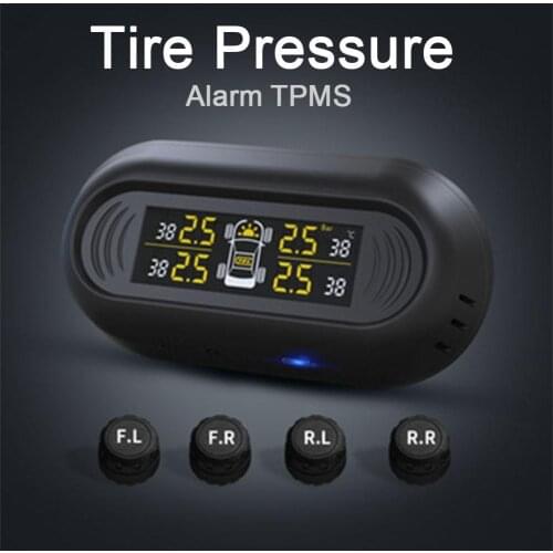 Mini Windshield Wireless LCD Digital Gauge Car TPMS IP67 Solar Power Tire Pressure Monitoring System External Sensors