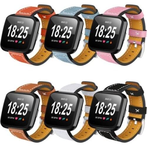 Replacement Genuine Leather Band Strap Wristband Bracelet For Fitbit Versa//Versa Lite Smart Watch Classical Leather Watch Band