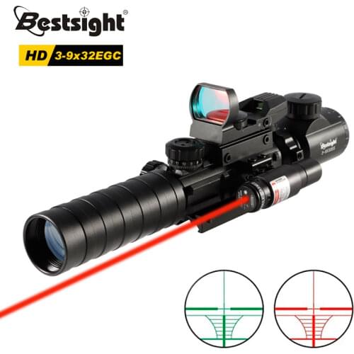 3-9X32EGC Hunting Optic Red Green Illuminated Riflescope Holographic Reflex 4 Reticle Red Green Dot Combo Hunting Scope