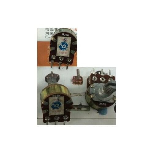 5pcs/lot Stock Special 148 dual potentiometer B25K handle 15MM long with a mid-point labeling
