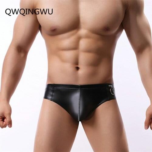 New Men Briefs Imitation Leather Sexy Underwear Mens Low Waist Briefs Male Underpants For Men Briefs Underwear Pant Mens