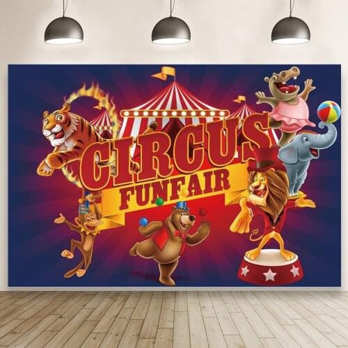Circus Animal Acrobatics Children Birthday Party Backdrop Baby Shower Background Prop Poster Decoration Studio Photography