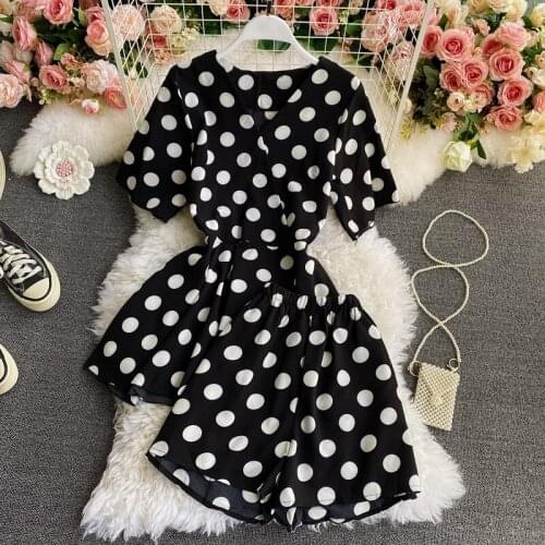 Women Fashion Vacation Outfit Female Clothing Suit Polka Dot Floral Print Dress Hot Shorts 2 Piece Set Summer Beach Swimwear