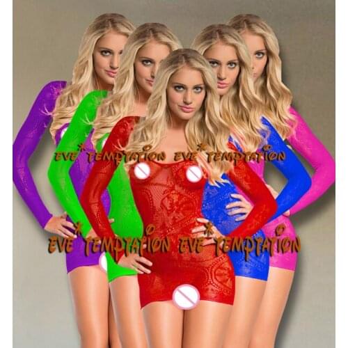 Women hot sexy lingerie costumes underwear product erotic lingerie Tights porn babydoll Teddy bikini long sleeve miniskirt A101