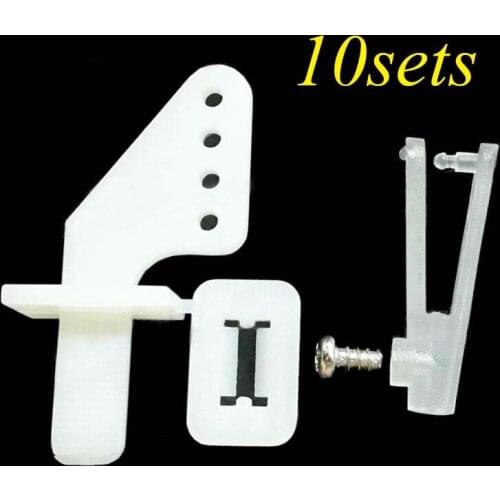 10Sets DIY KT Airplane Rudder Angle With Chuck Set White Plastic 4 Holes Servo Steering Arm
