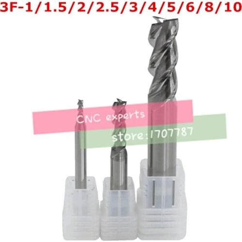 10pcs 3F-1-10 carbide Square Flatted End Mill,3flute Milling Cutter For Aluminum Endmill Tools Carbide Cnc End Mill Router Bits