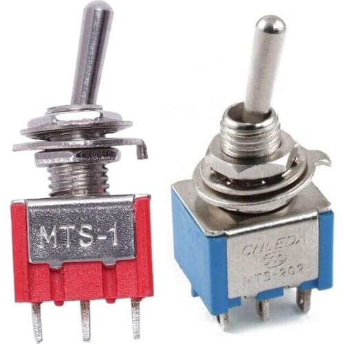 2 Pcs AC 250V/2A ON/ON 2 Position SPDT Mini Toggle Switch Red & Blue