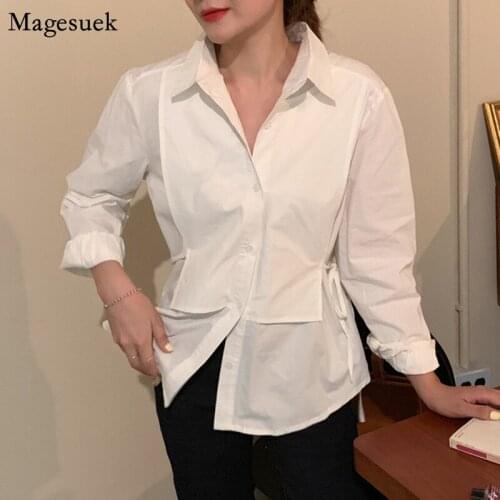 2021 Spring Cotton White Blouses Women Shirts Plus Size Women Tops Clothes Casual Office Lady Long Sleeve Blouse Blusas 13136