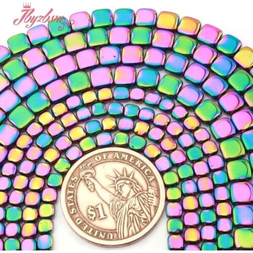 3,4,6mm Square Multi-Color Hematite (No Magnetic) Natural Stone Spacer Beads For DIY Women Bracelet Necklace Jewelry Making 15"