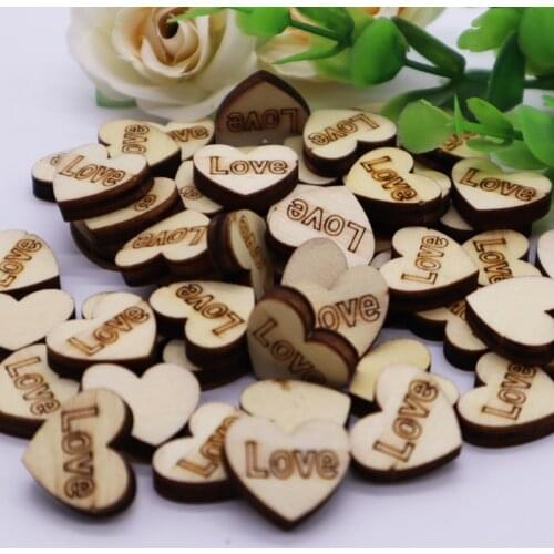 50pcs 19*17mm Mini Wooden Heart-shaped Wedding Table Decoration Wood Love Mr&mrs Just Married Wedding Party Diy Supplies