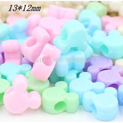 50pcs/LOT 13*12mm Mix Cute Mickey Acrylic Cube Beads for Rubber Loom Bands DIY Charm Bracelets