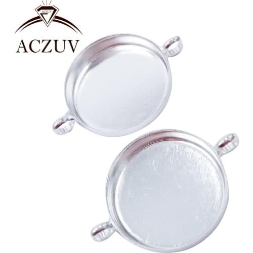 5000pcs 14mm Cabochon Setting Double Loops Silver Plated Bezel Pendant Blank Pendant Base Pendant Tray GPPB001
