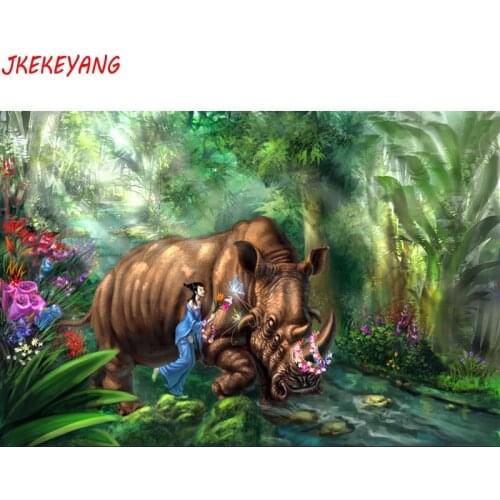 5D DIY square/round Diamond Painting rhinoceros Cross Stitch Diamond Embroidery Pattern Rhinestone home decor J0988