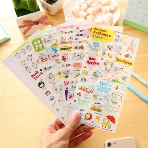 6pcs 10*20 Kawaii pig sticker pvc diy decoration sticker for album scrapbooking stationery sticker gift for kids