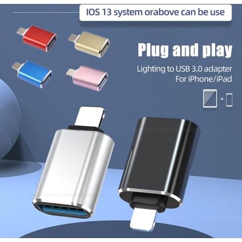 OTG Adapter for iPhone 7 8 X S 11 12 Pro Max Converters Charging Data for iPad IOS 13 To USB 3.0 Suport U Disk phone Accessories