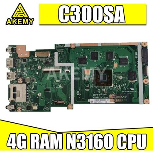 Akemy New C300SA 4GB RAM/N3160 CPU with 32G-SSD Motherboard For ASUS C300S C300SA Laotop Mainboard Motherboard