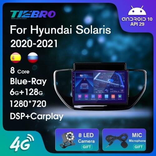 Blu-ray IPS Screen Car Radio For Hyundai Solaris 2 II 2020-2021 Android10 Car Stereo 2DIN GPS Navigation Auto Radio Carplay IGO