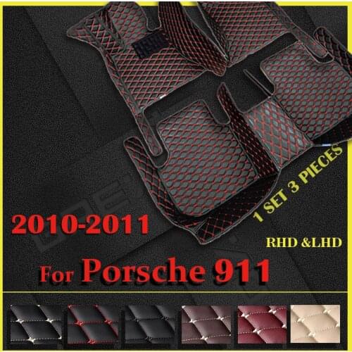 Leather Car floor mats for Porsche 911(FOUR SEAT)2011 2010 Custom auto foot Pads automobile