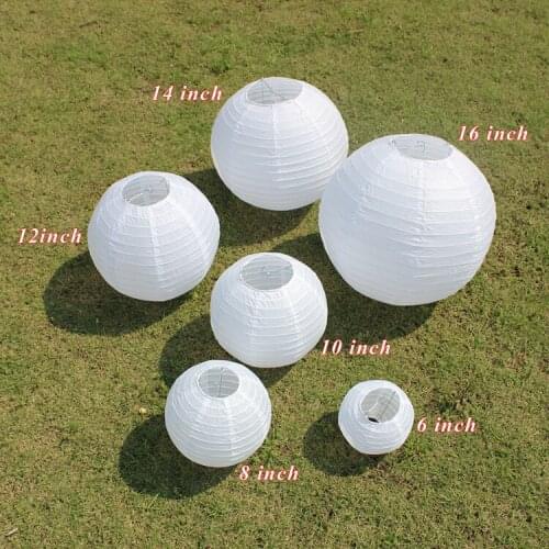 Lot 10PCS White Chinese Round Paper Lantern Wedding Engagement Decoration Hanging Paper Ball Baby Shower Birthday Party Supplies
