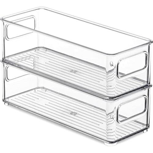 Food Storage Rack Household Stackable Refrigerator Organizer With Handles For Pantry Cabinets ClearPlastic Multi-Function Drawer