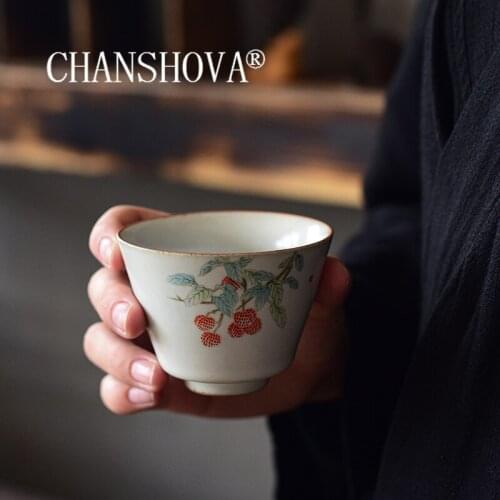 CHANSHOVA 100ml Traditional Chinese retro style Crackle Ceramic tea cup small coffee cup China Ru Kiln Porcelain Tea set H539