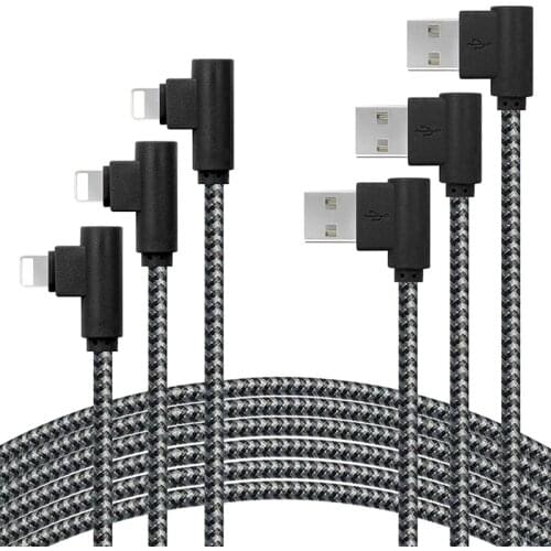 For iPhone Charger,3 Pack 90 Degree Fast Recharge Cable Nylon Braided Charging Cord (3Meter)