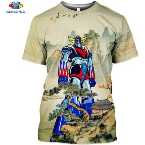 SONSPEE 3D Print Men Women Goldorak T-shirts Casual Streetwear Harajuku Hip Hop Short-Sleeve Vintage Anime Tees Tops Shirt