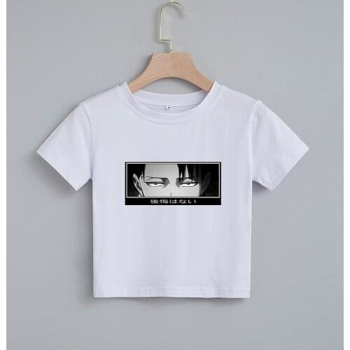 Japanese Manga Attack on Titan Cartoon Print T-shirt Gothic Harajuku Short Sleeve Crop Tops Punk Sexy Slim O-neck Tee