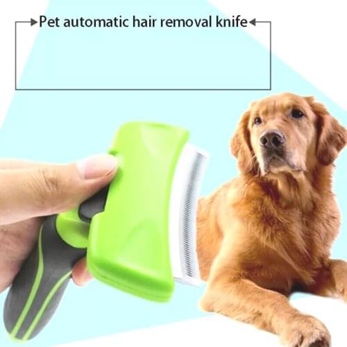 Dog Cleaning Supplies Pet Hair Removal Comb Spring Cat And Dog It Does Not Hurt The Skin Automatic Combs Dog Curved Blade Combs