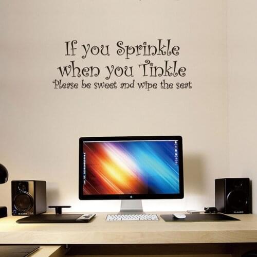 When you tinkle please be sweet and wipe the seat quotes wall sticker for living room diy home decor art removeable decals black