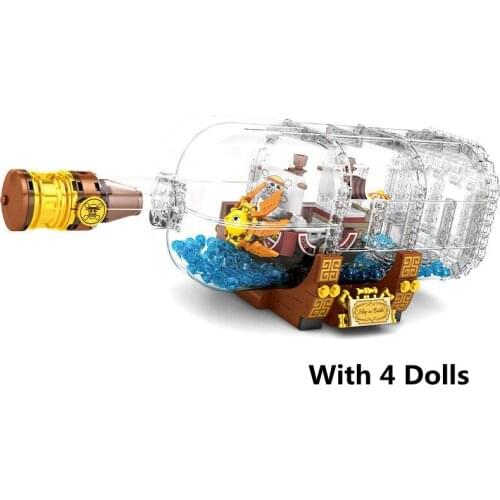 Steamboat Sunny Pirate Ships Luffy Idea Ship In A Bottle Building Blocks Bricks with Minifigure Childrens Toy Gift