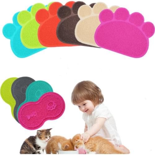 Pet Dog Puppy Cat Feeding Mat Pad Cute PVC Bed Dish Bowl Food Feed Placement water bottle
