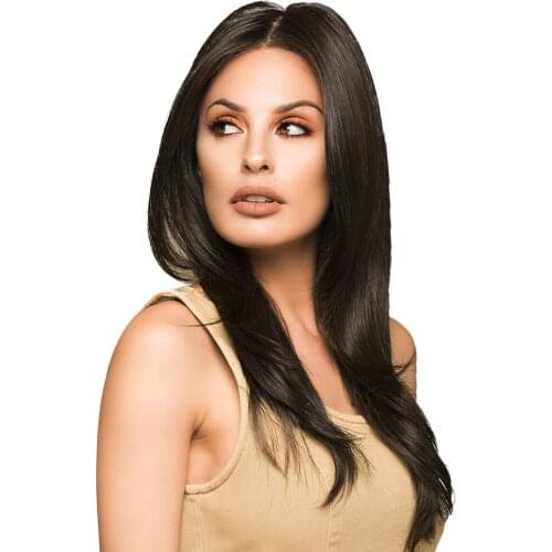 Beautiful Real Human Hair Wigs Middle Parting Natural Layer Women Ladies Party Cosplay Daily Use -Natural Black