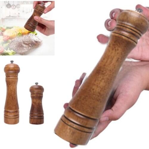 5,8,10 Inch Salt And Pepper Mill, Solid Wood Pepper Mill With Strong Adjustable Ceramic Grinder Kitchen Accessories Tools