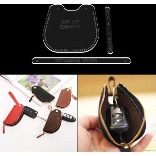 Fashion Leather Key Case Acrylic Pattern Coin Pocket Template Mold Car Key Storage Bag Design Drawing DIY Leather Craft Stencil