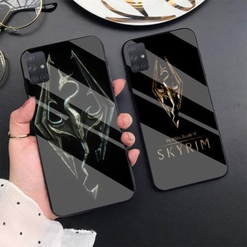 Skyrim Logo Soft Phone Case For Samsung S6 7edge 8 9 10e 20plus S20 Ultra Note8 9 10pro A72018 Tempered Glass